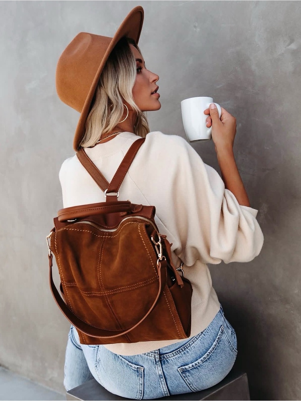 Brown Suede Brette Convertible Backpack Tote - VICI